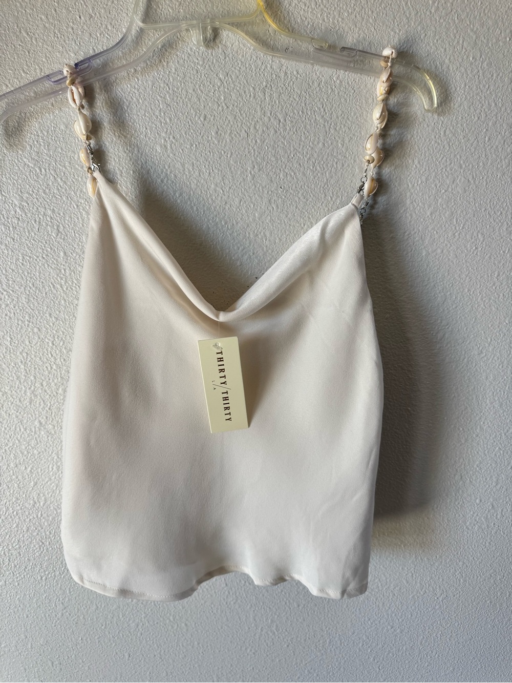 Thirty | Thirty Ivory Shell-Strap Cowl Neck Tank
